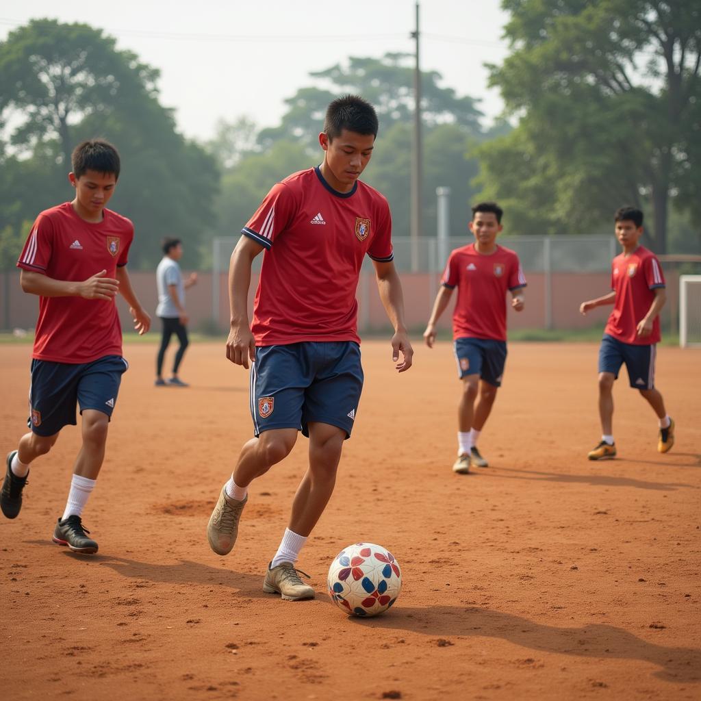 Young Vietnamese Footballers Training