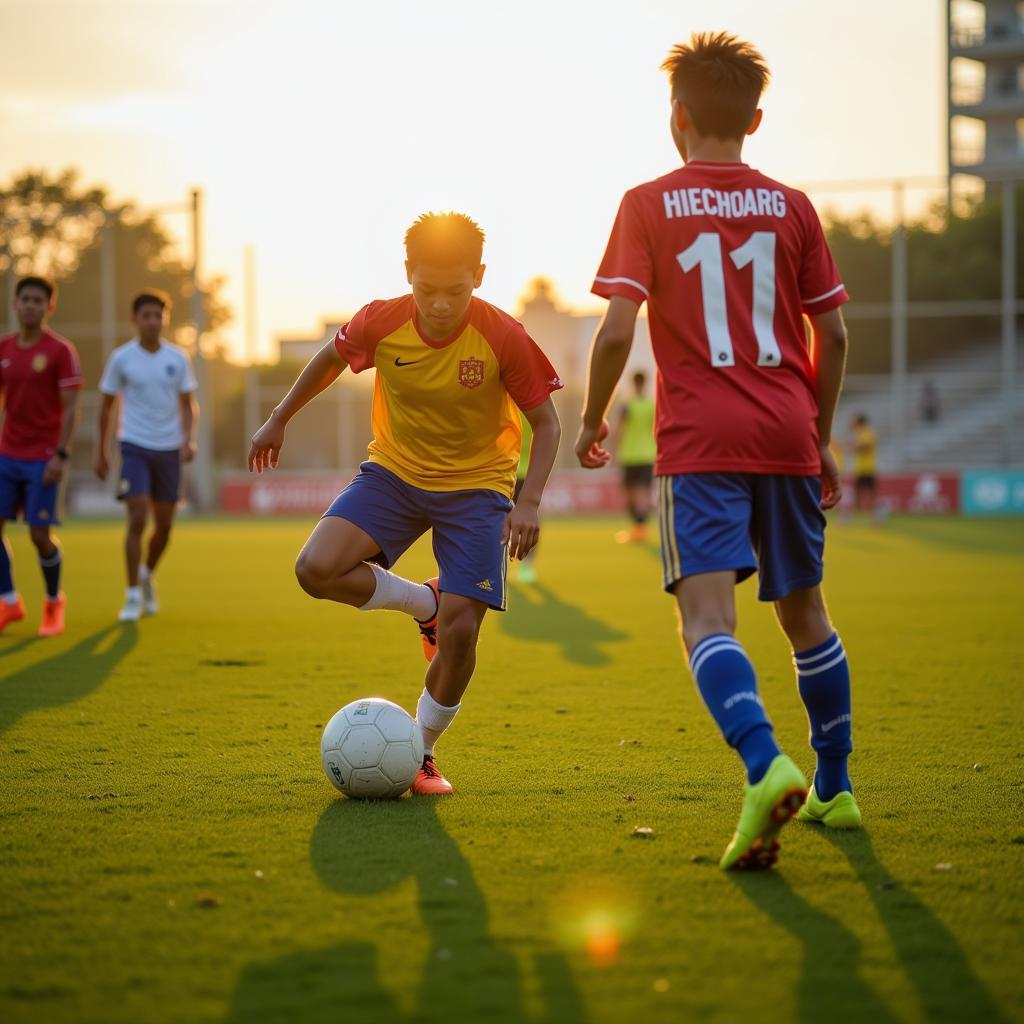 Young Vietnamese Footballers Training