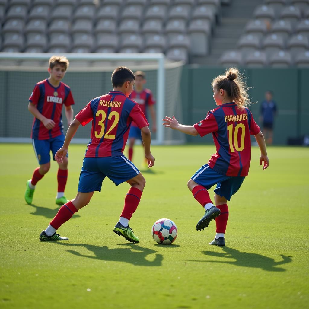 Youth academy players competing fiercely in a match