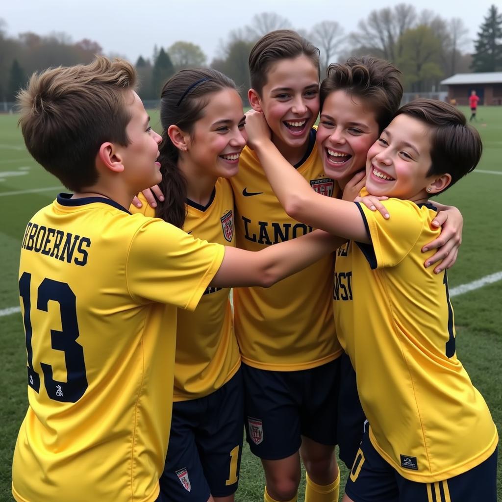 A Youth Football Team Celebrating Their Victory in 2018