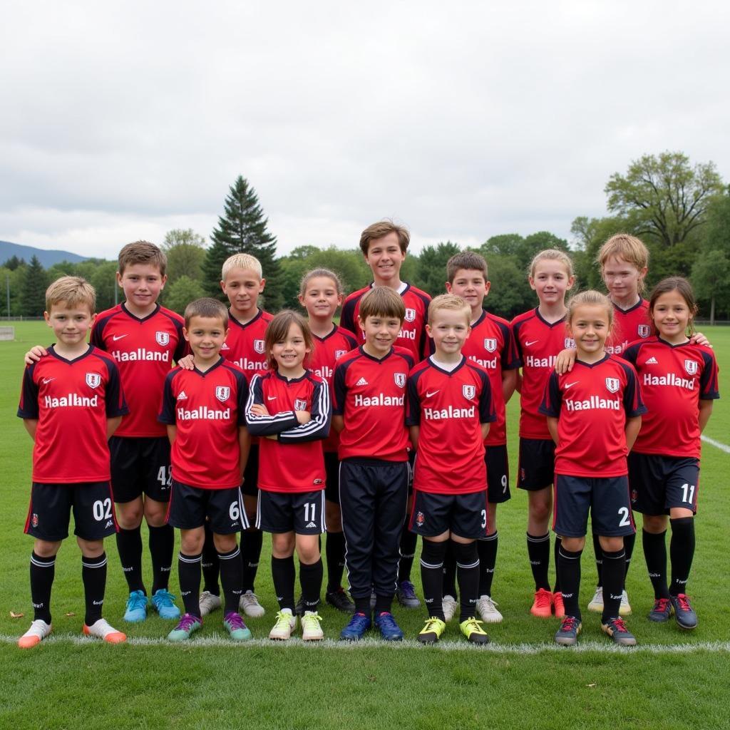 Youth soccer team wearing Haaland jerseys