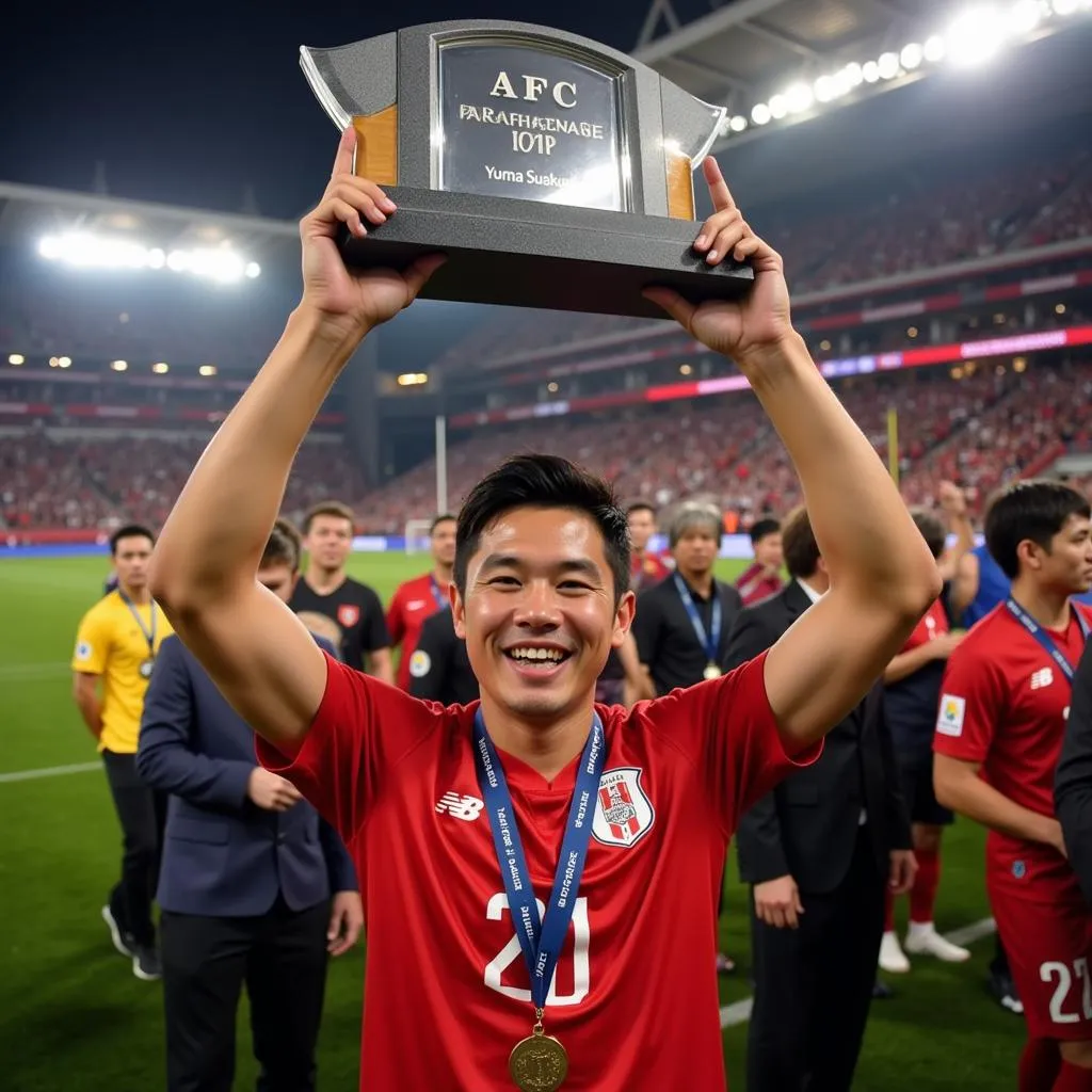 Yuma Suzuki Receiving the AFC Player of the Year Award