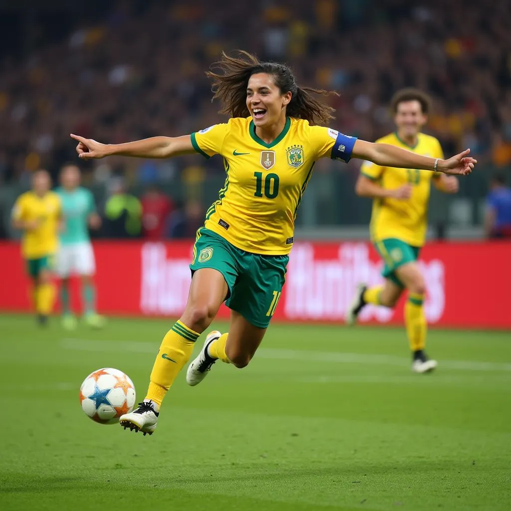 Yuming Player celebrates scoring a goal 