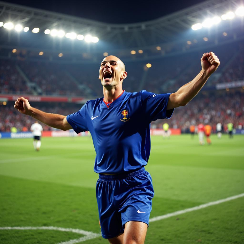 Zinedine Zidane celebrating his goal in the 1998 World Cup Final