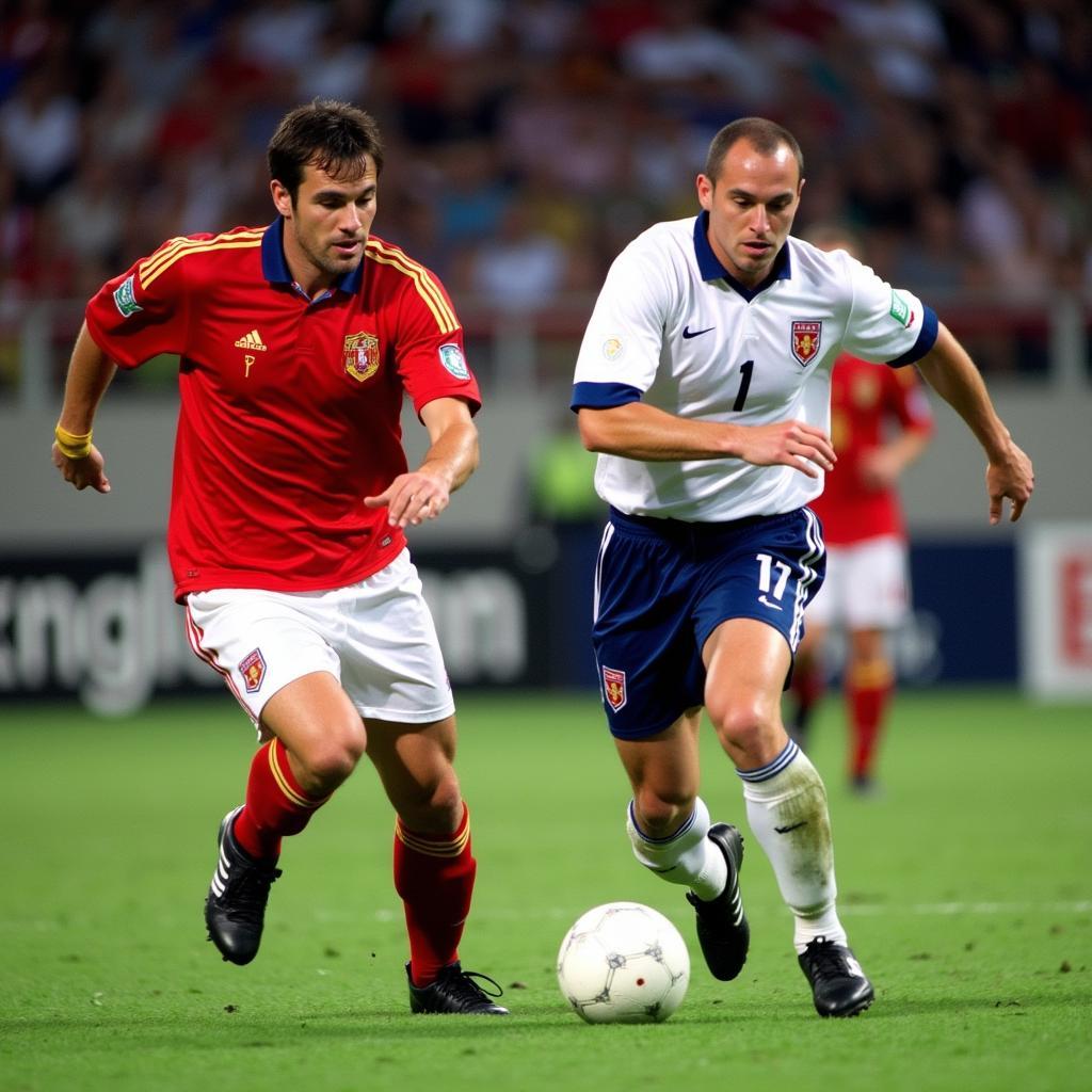 Zlatko Zahovic controls the midfield against Spain at Euro 2000