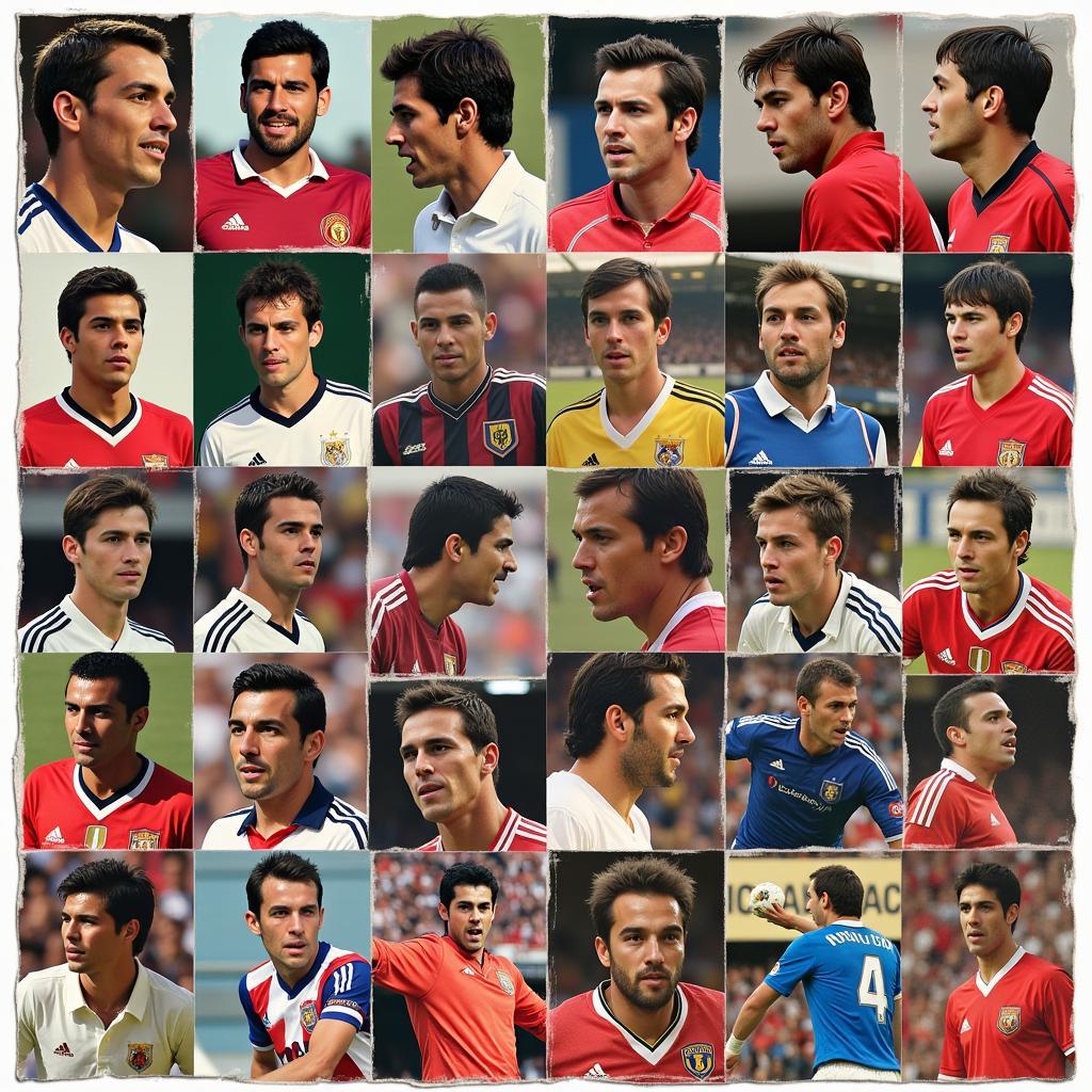 A Collage of 32 Legendary Football Players