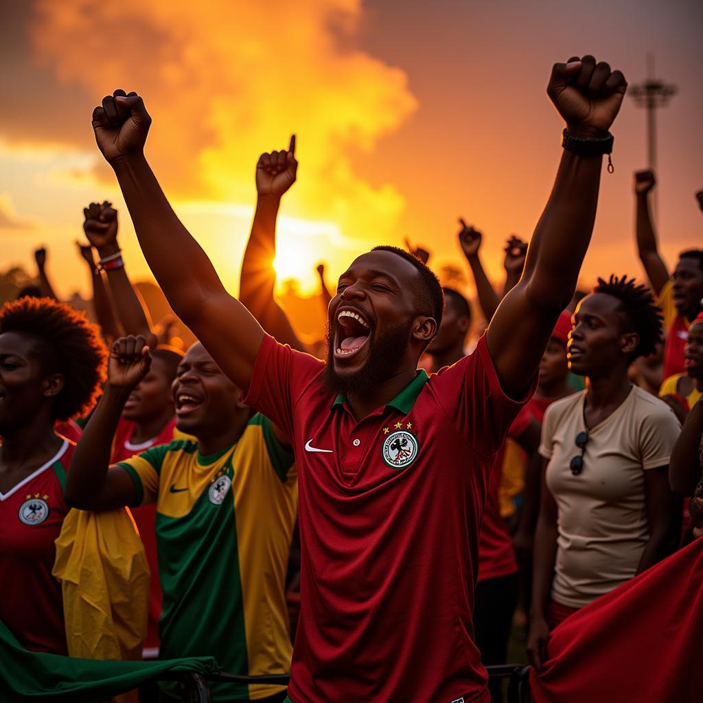 African Football Fans Cheering