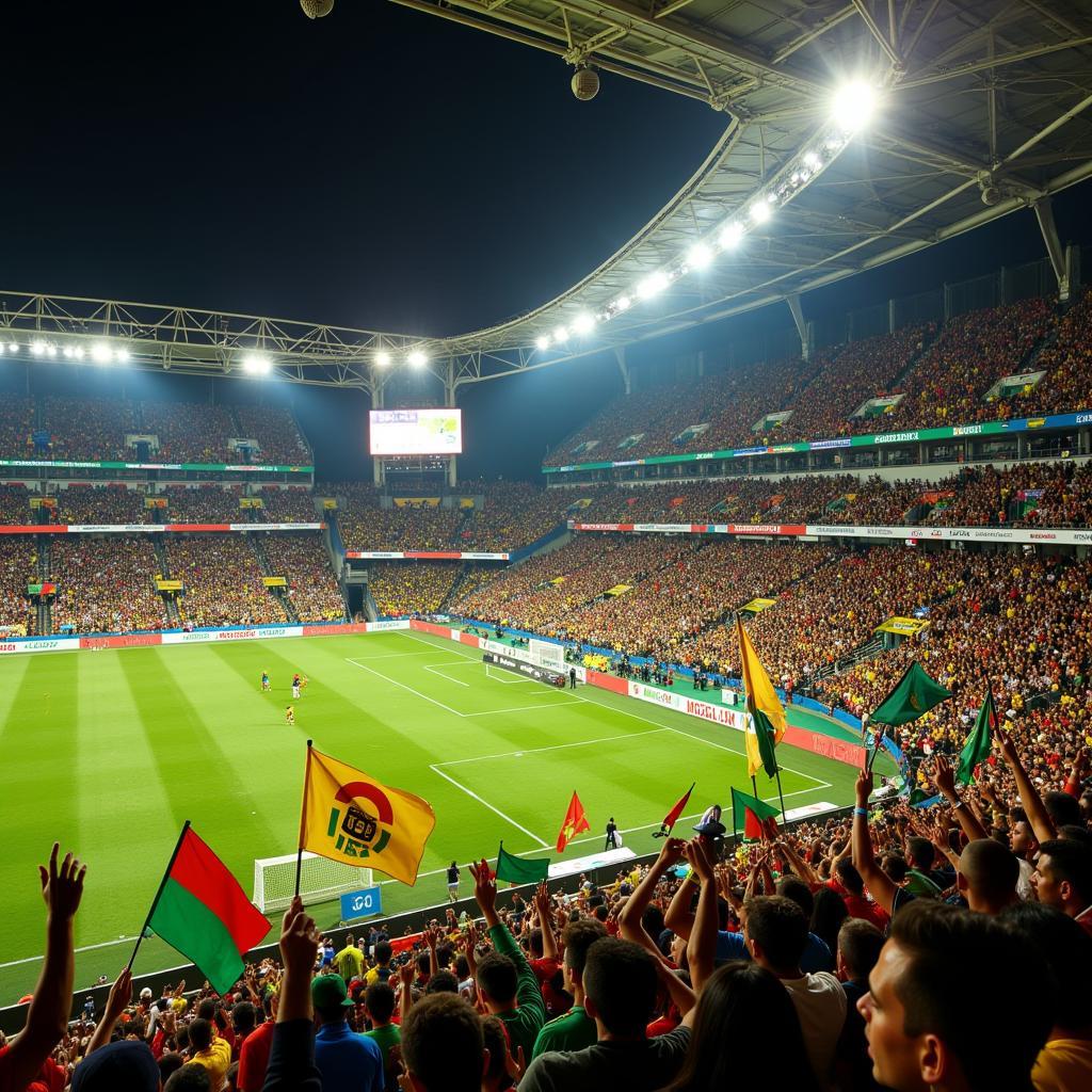 African Football Fans Cheering in Stadium