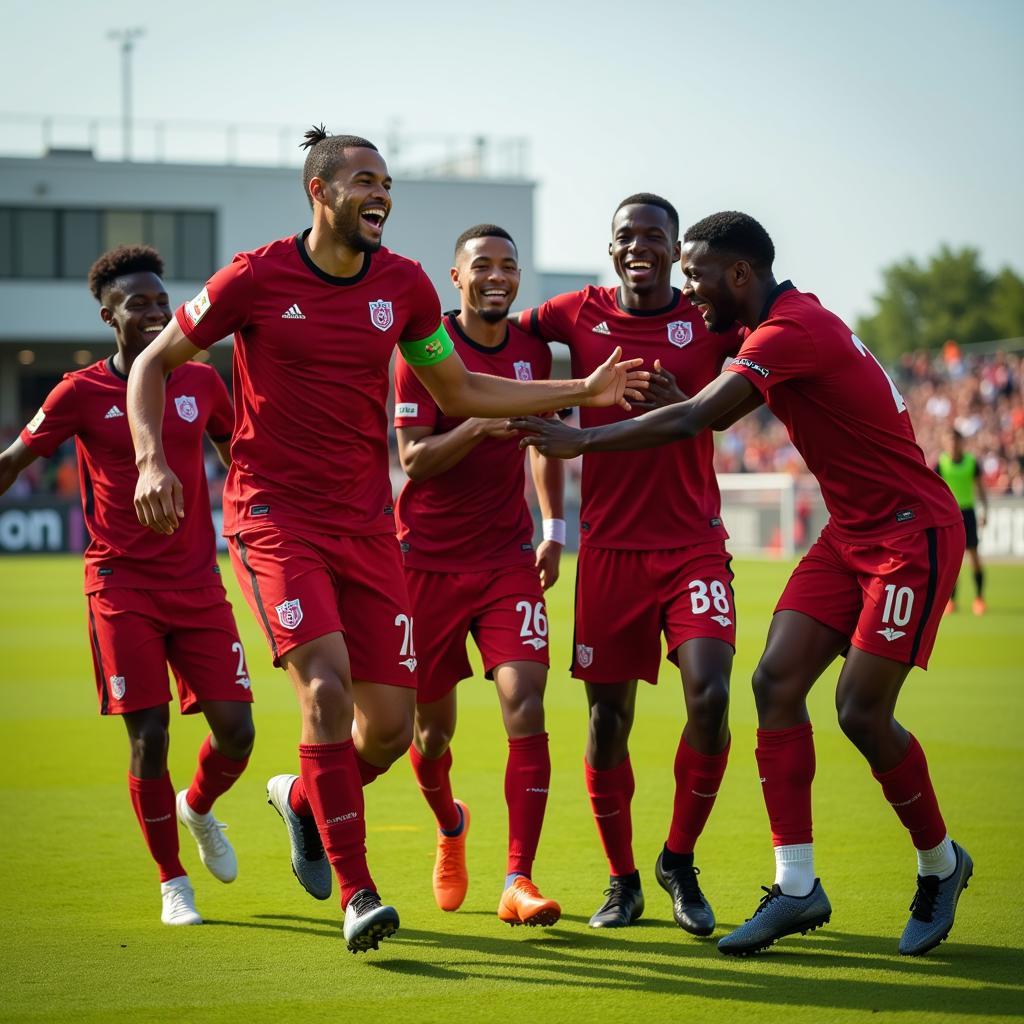 African Football Players Celebrating Victory