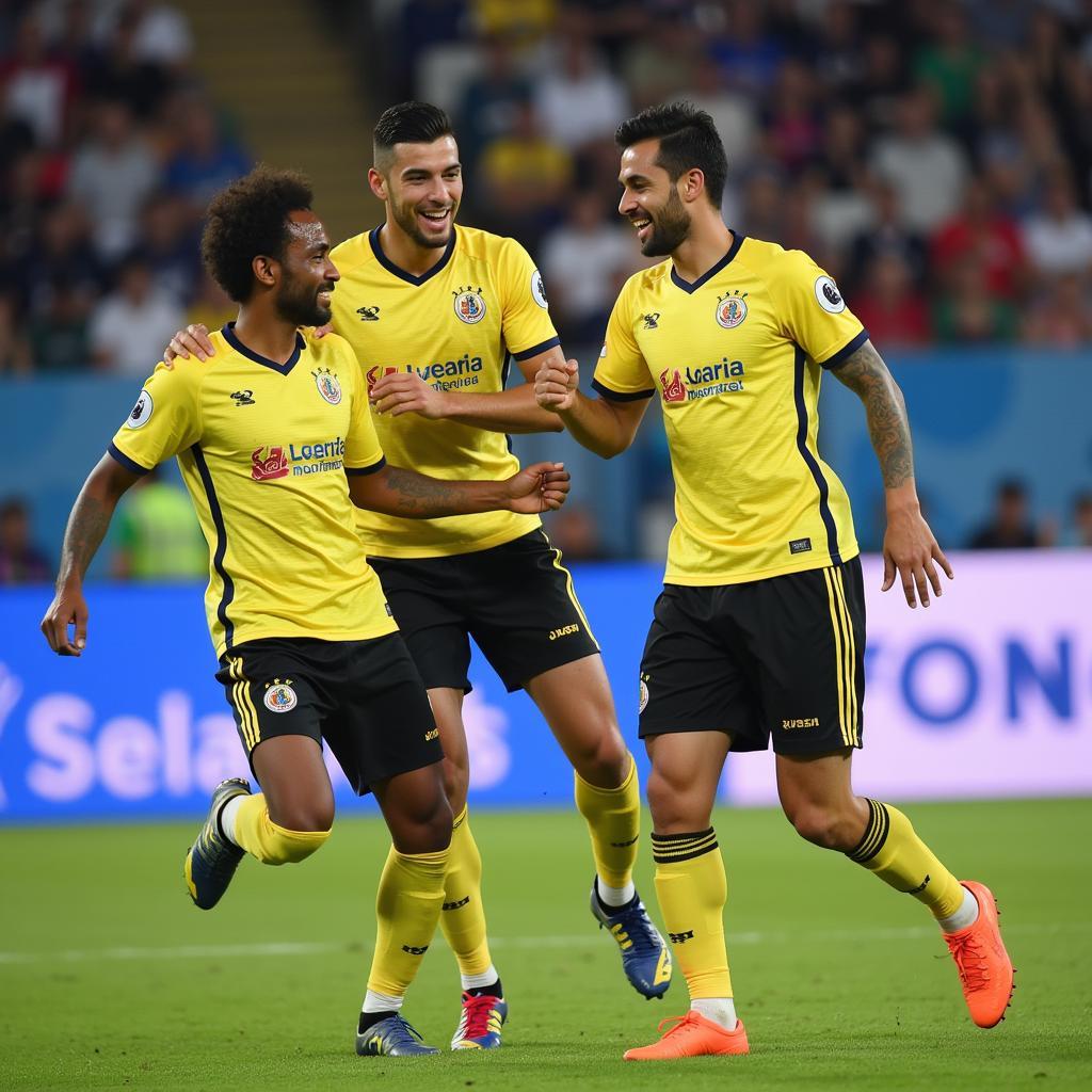 Al Sadd players celebrating a goal