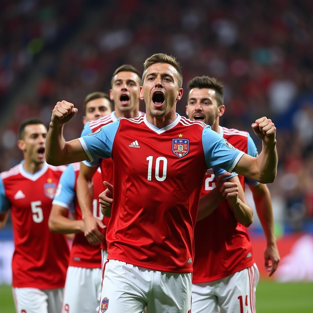 Aleksandr Golovin celebrating a goal for Russia