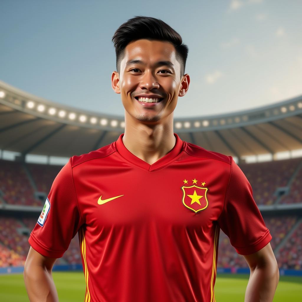 Alex Dang in a hypothetical Vietnam national team jersey