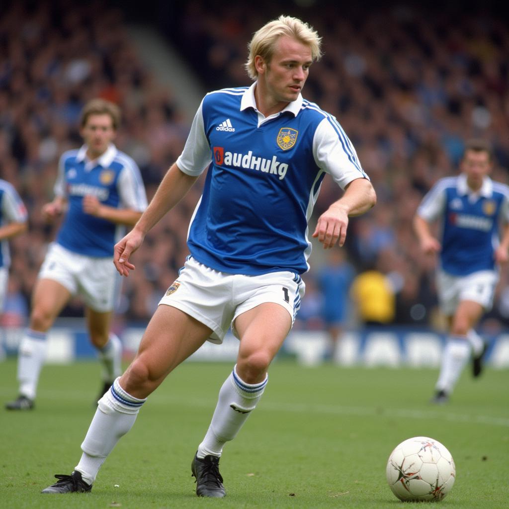 Alf Inge Haaland as a midfielder for Leeds United