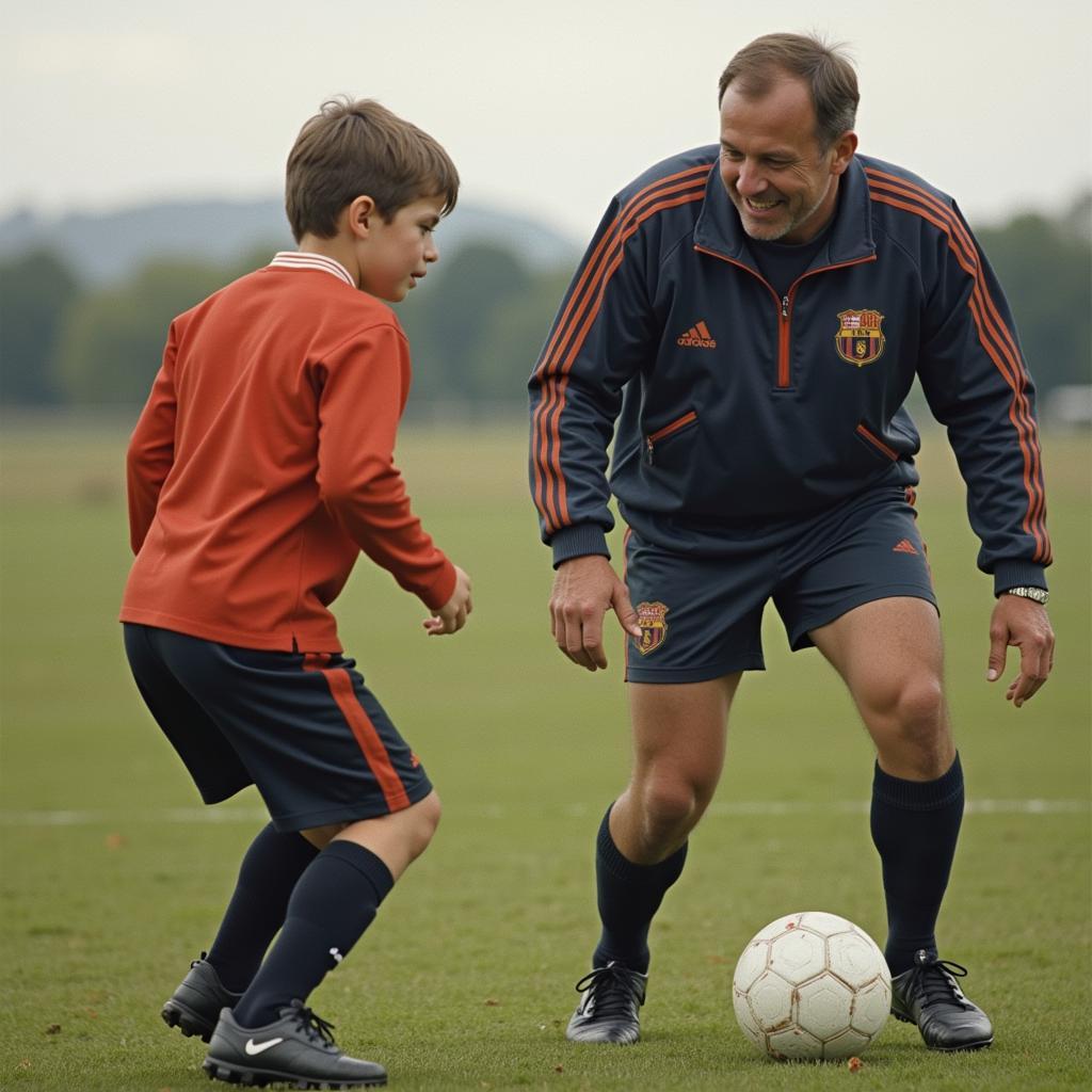 Alf-Inge Haaland training with a young Erling Haaland