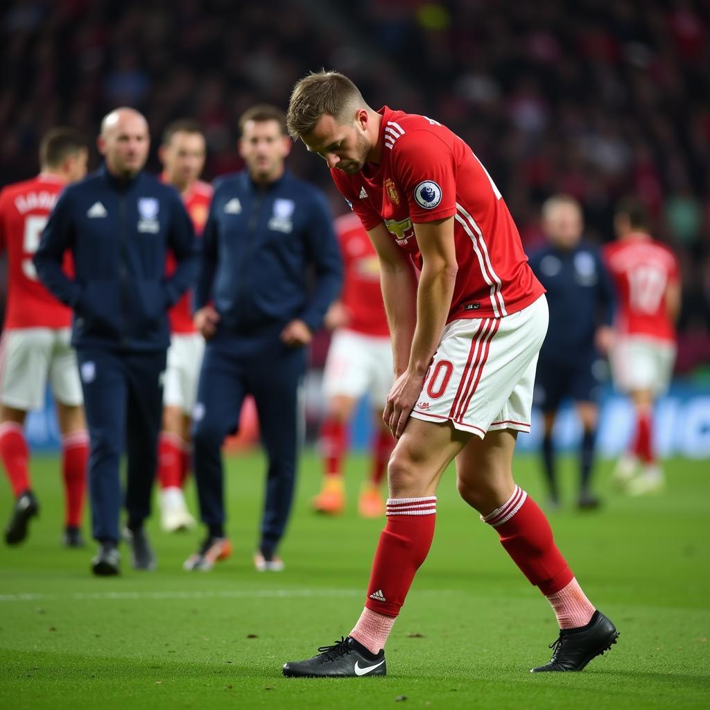 Alfie Haaland sustains injury during a football match.