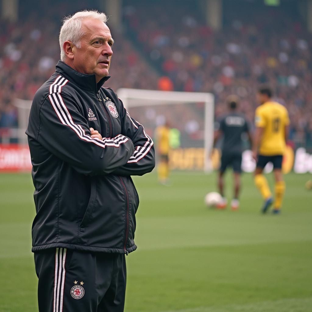 Alfred Riedl coaching the Vietnam national football team.