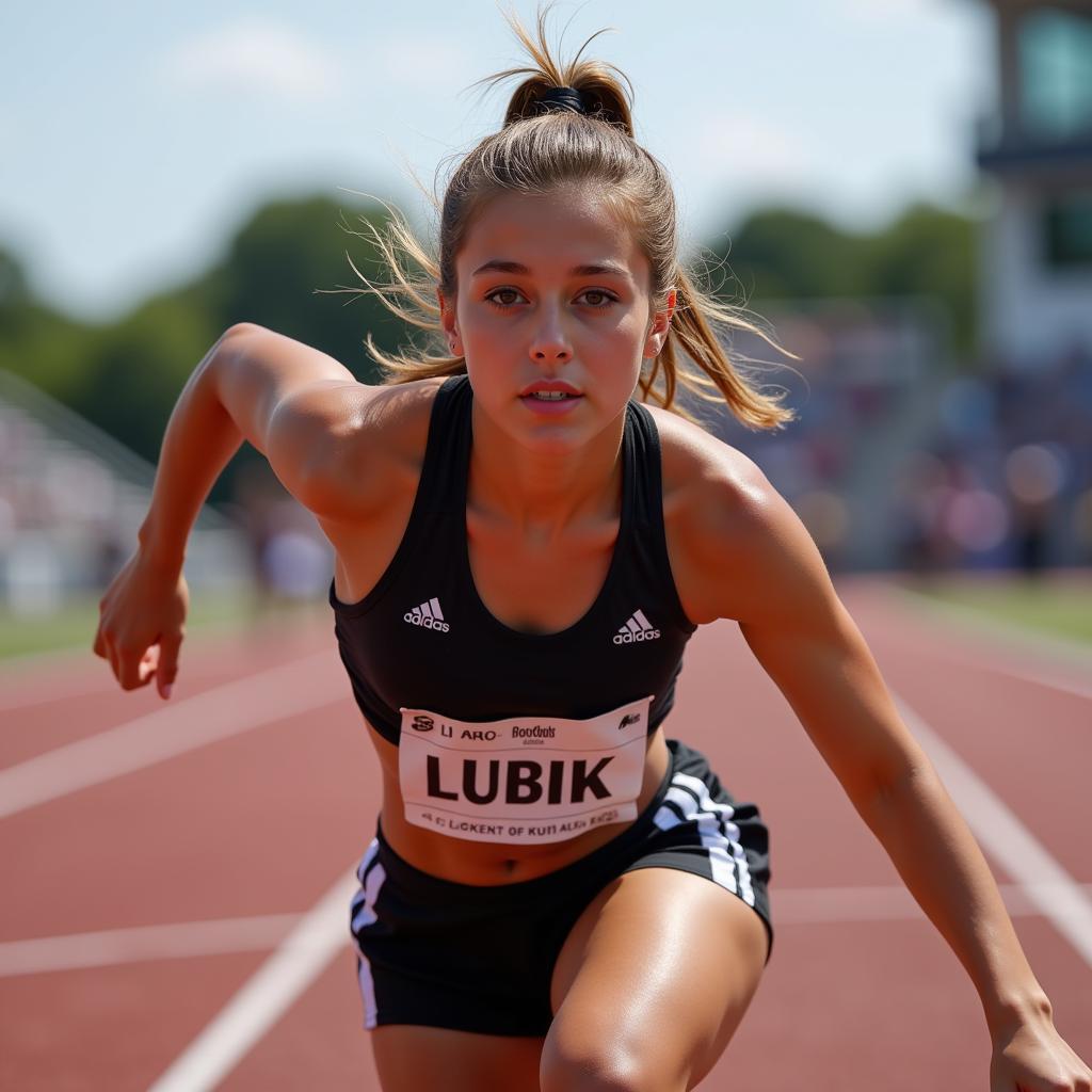 Alica Schmidt competing at a track meet