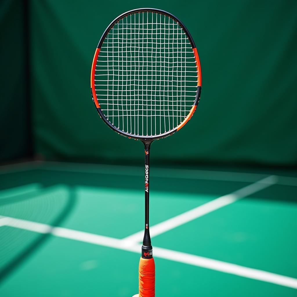 All-around badminton racket with balanced weight and flex