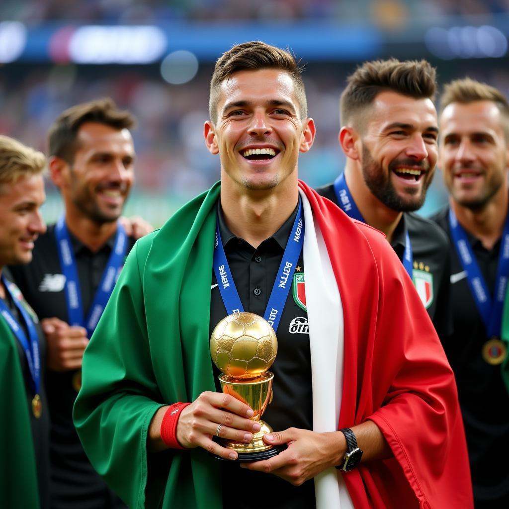 Andrea Belotti Celebrating Euro 2020 Win