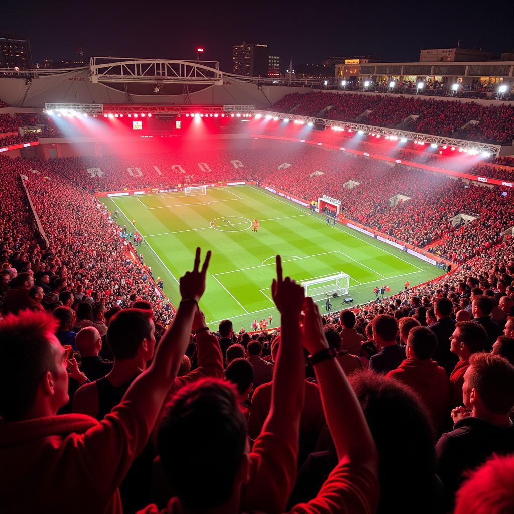 Anfield stadium packed with cheering fans