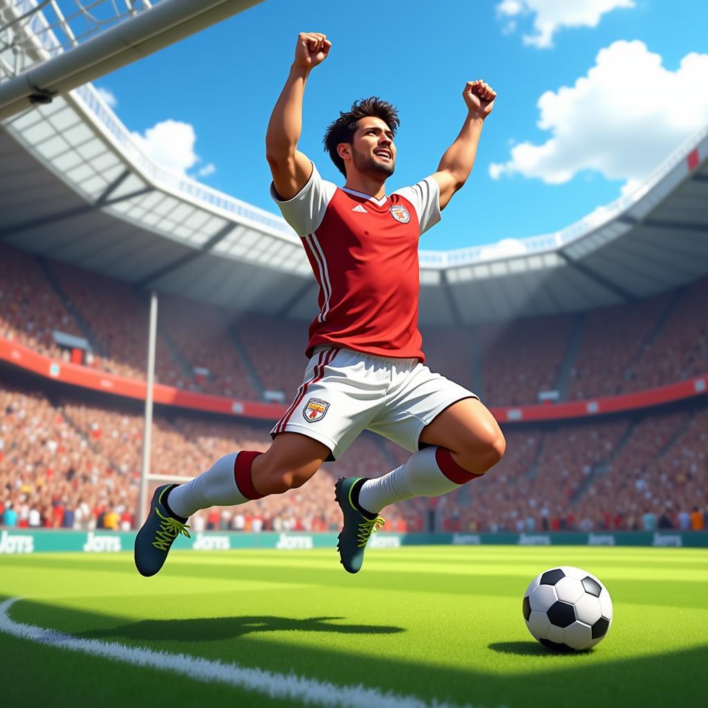 Animated Football Player Celebrating a Goal