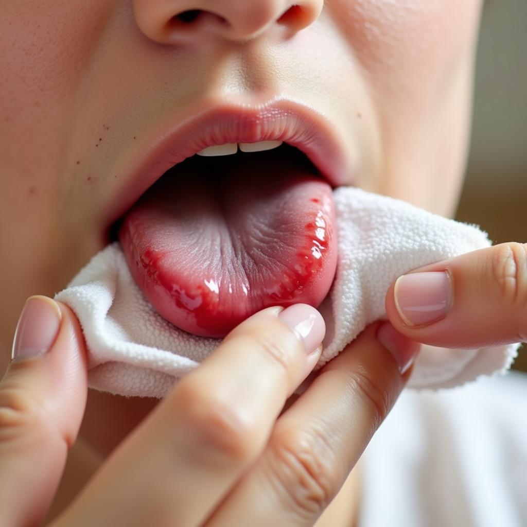 Applying Pressure to a Bitten Tongue Injury