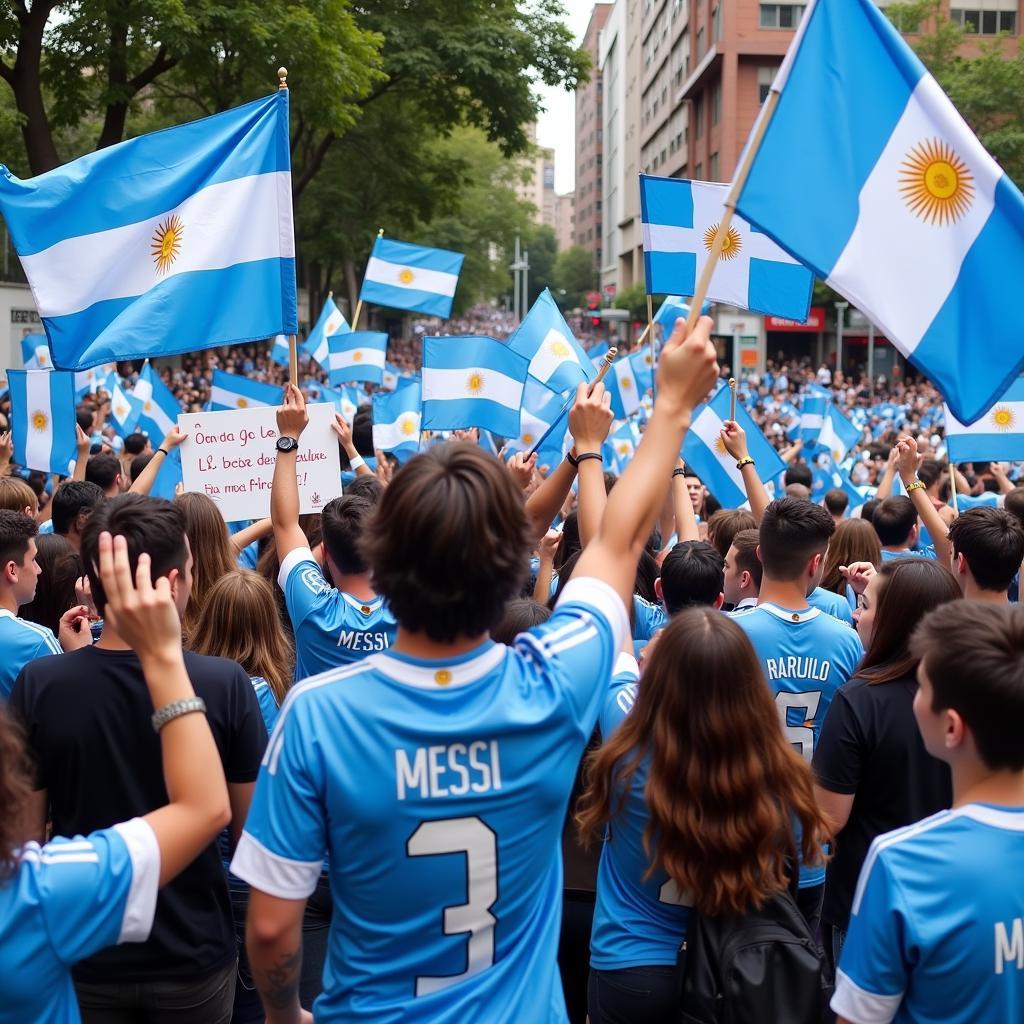 Argentina fans show support for Messi