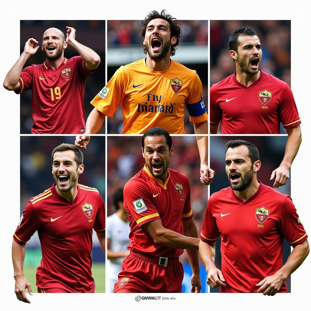 AS Roma Legendary Players: A collage featuring several legendary AS Roma players, highlighting the club's rich history and the contributions of its iconic figures.