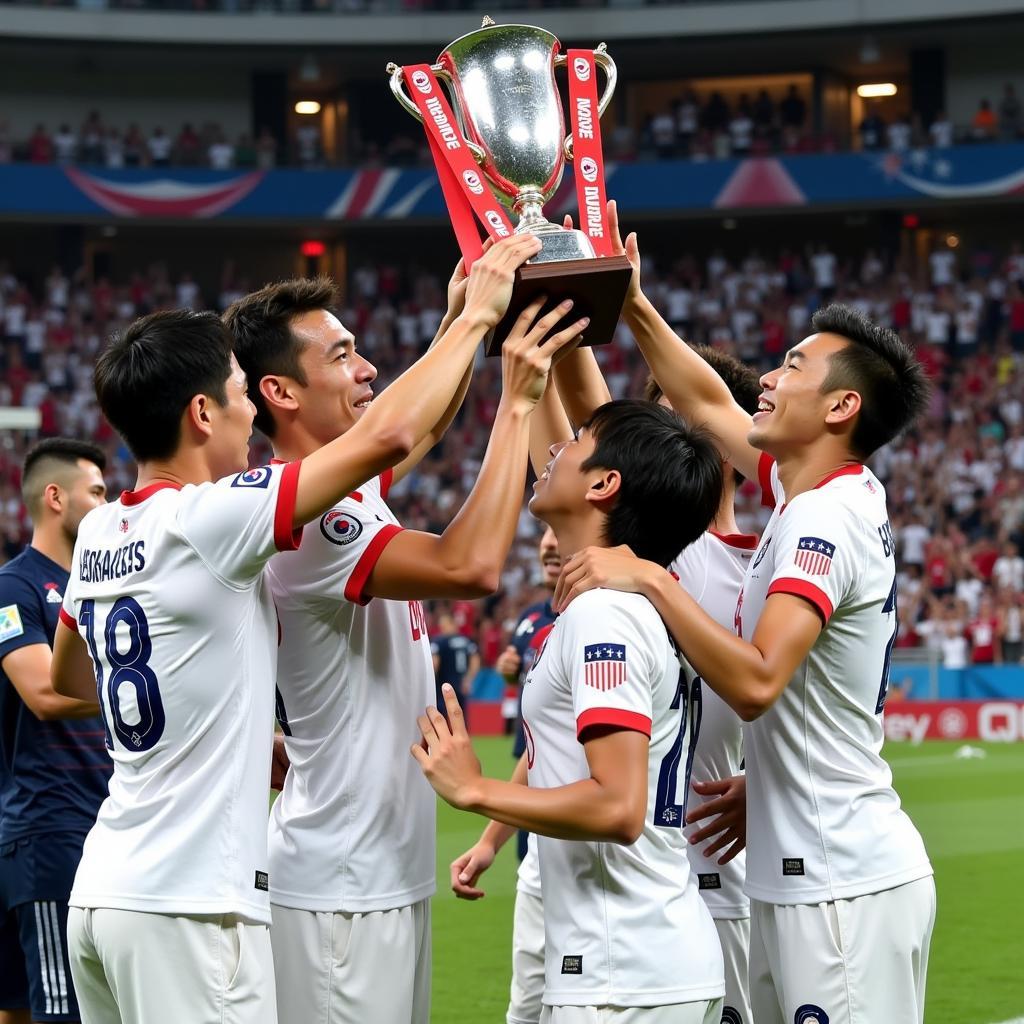 South Korean Football Team Celebrating Asiad 2019 Victory