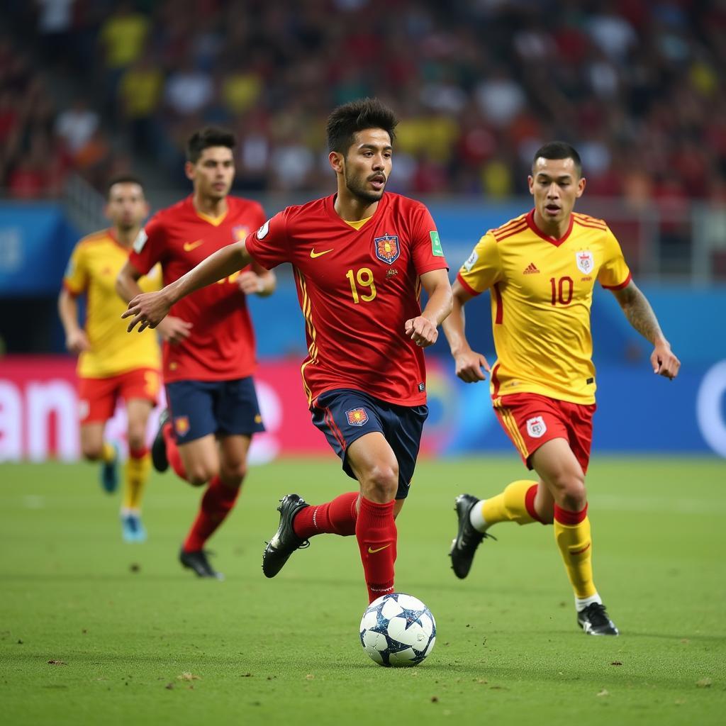 Handsome Football Players in Action at the Asian Games