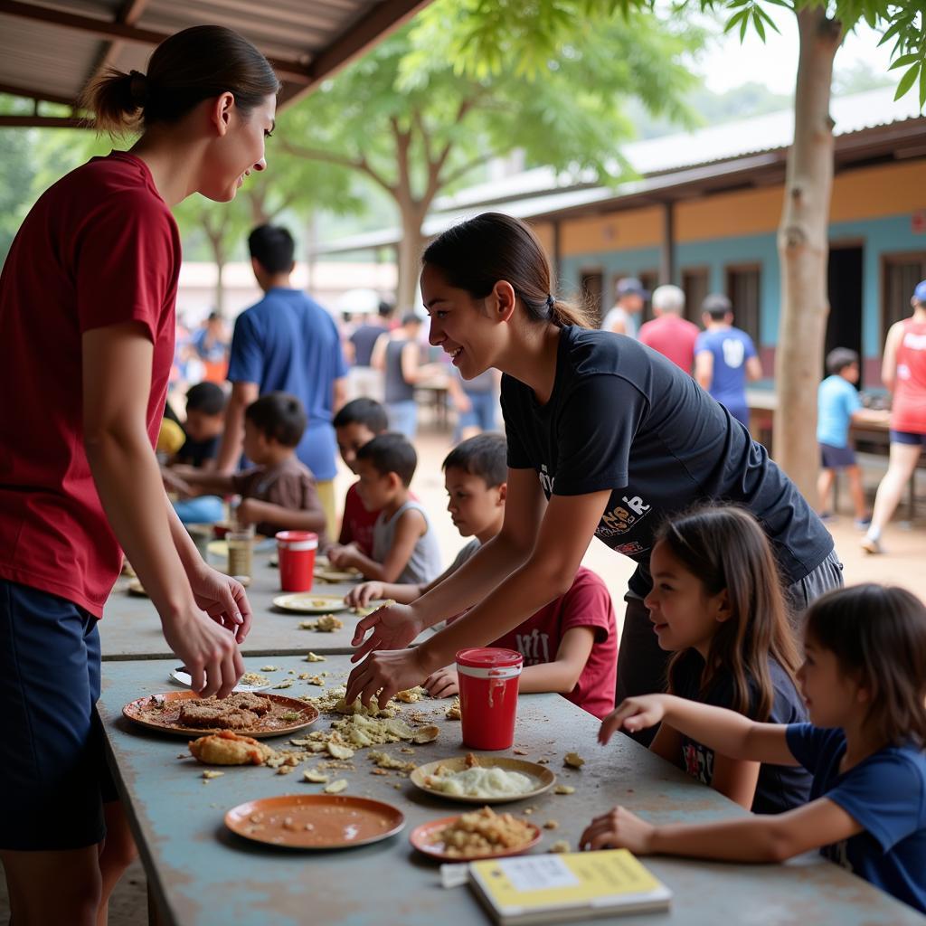 Athlete Interacting with Local Community