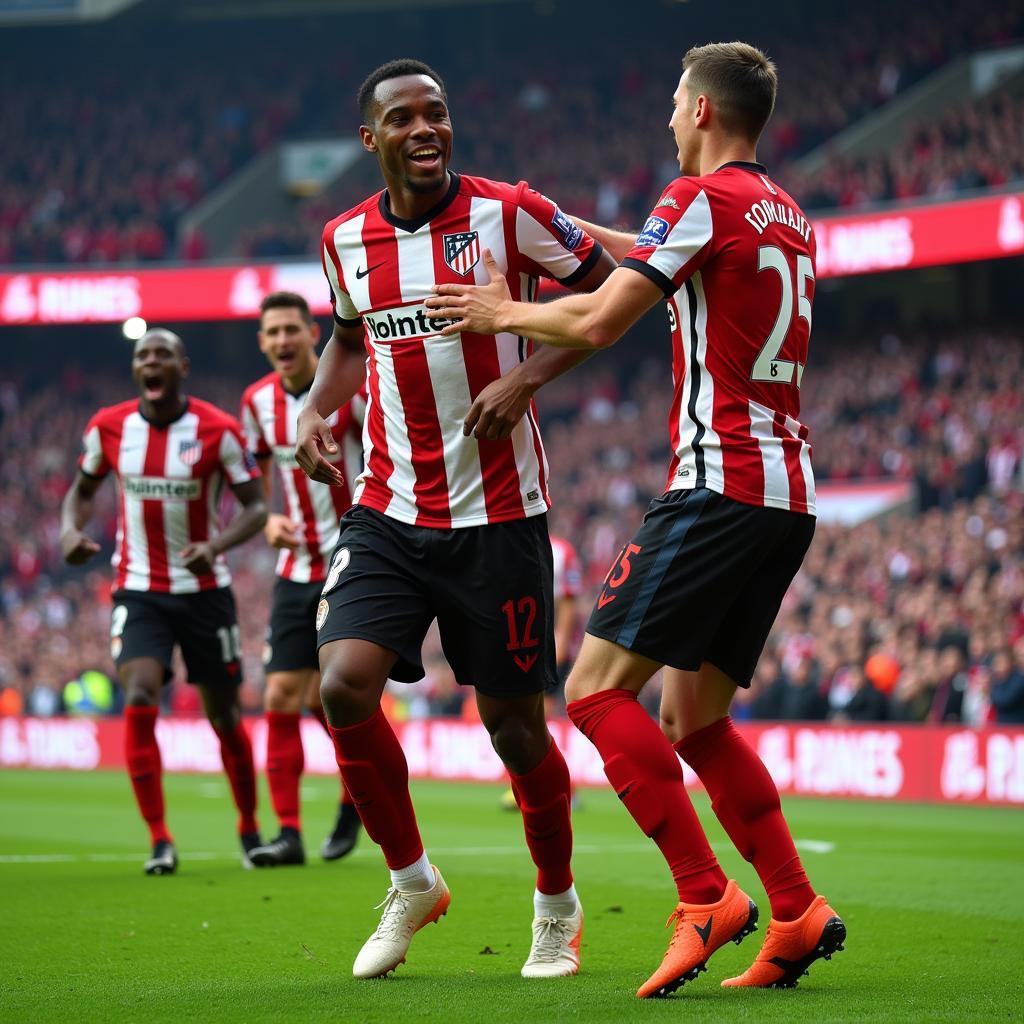 Athletic Bilbao players celebrating a goal