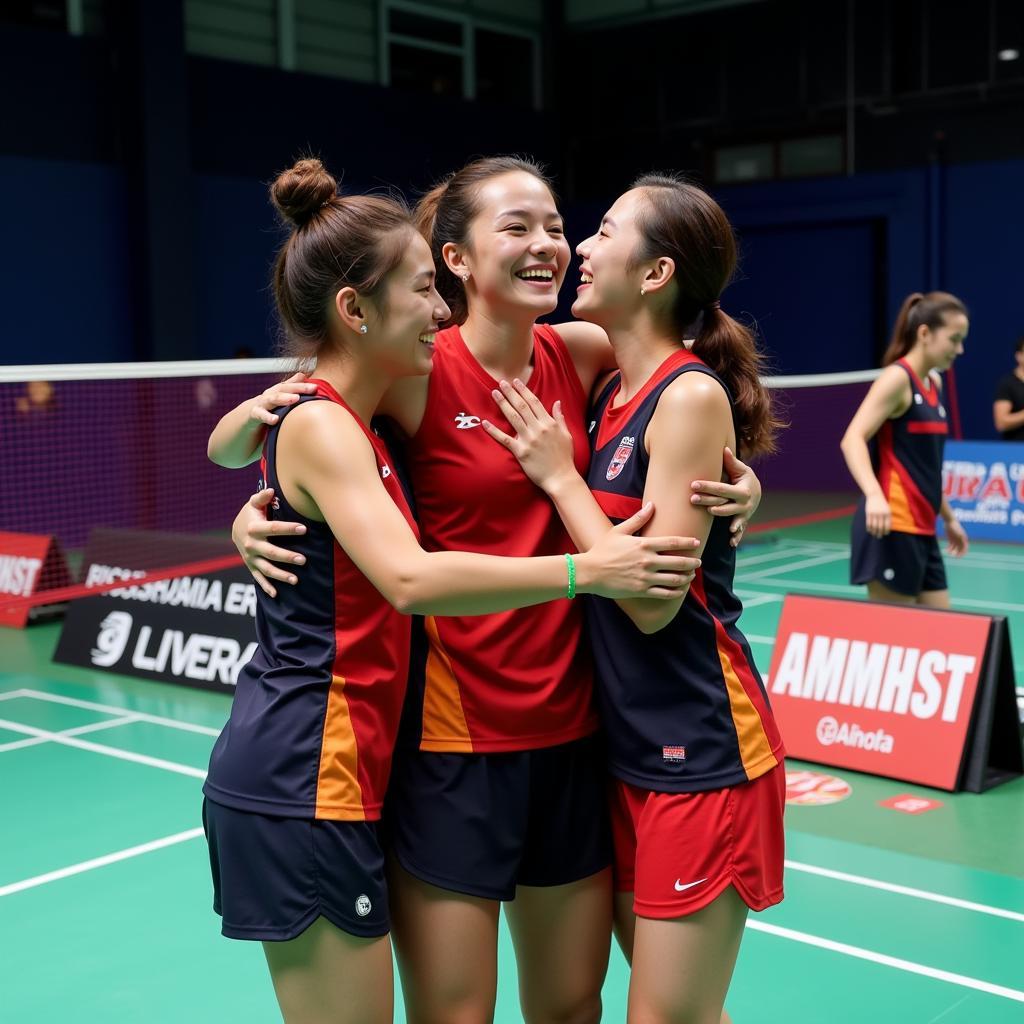 Badminton Anime Team Celebrating Victory