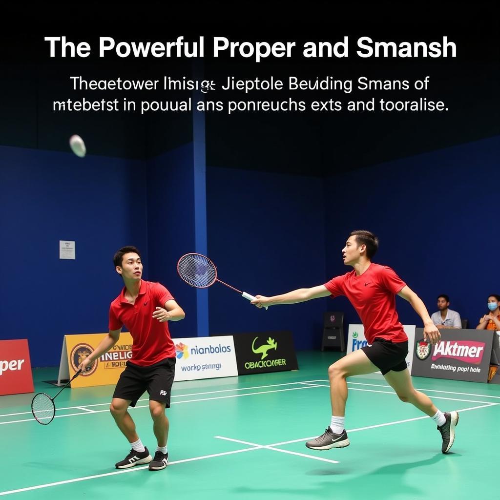 Badminton Player Executing a Powerful Smash