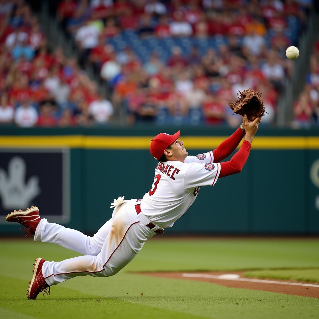 Baseball Player Making a Diving Catch