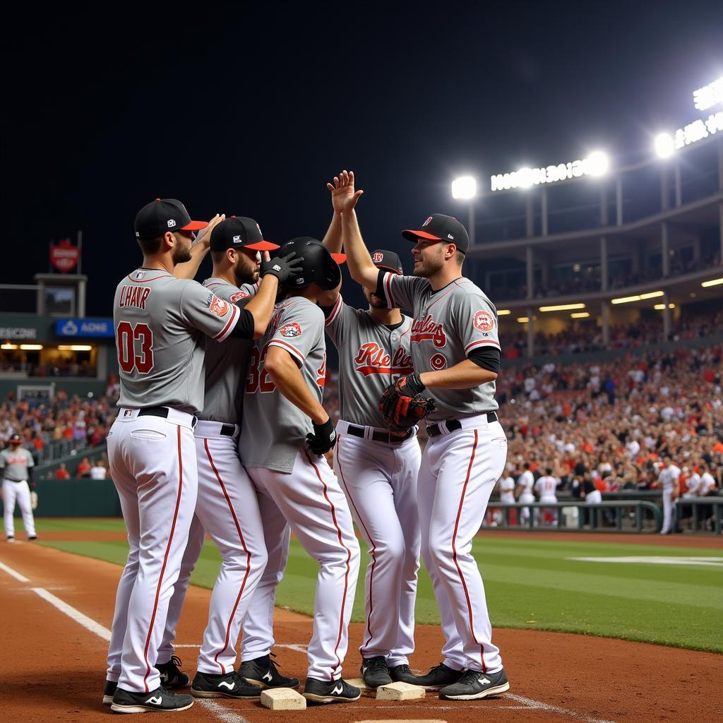 Baseball Team Celebrating a Victory