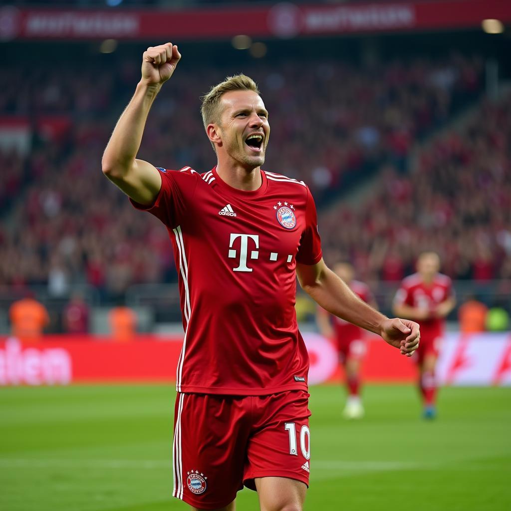 Erling Haaland celebrates a goal in a Bayern Munich jersey