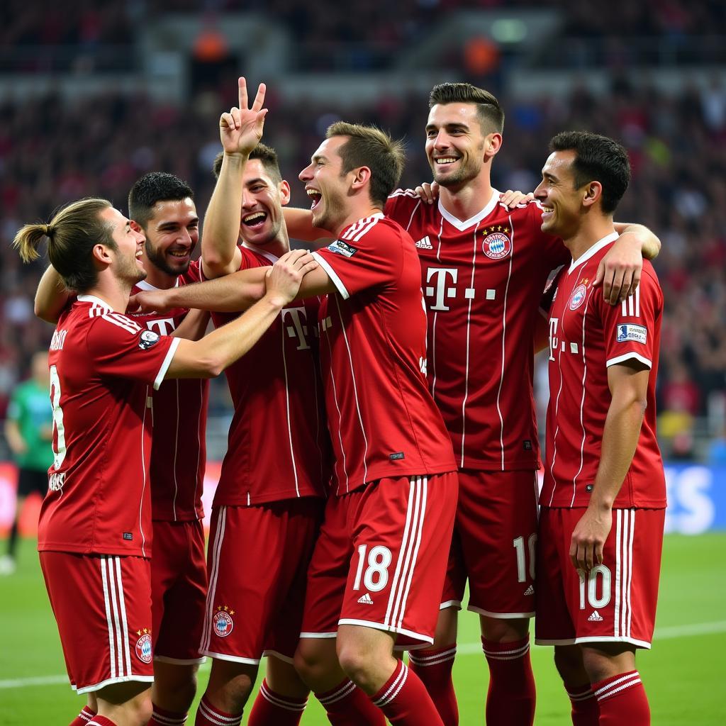 Bayern Munich squad celebrating a victory in 2014