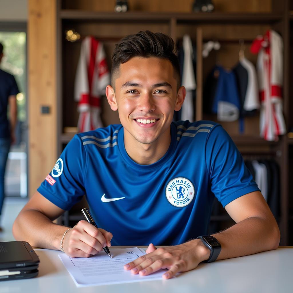 Bazoer signing his first professional contract