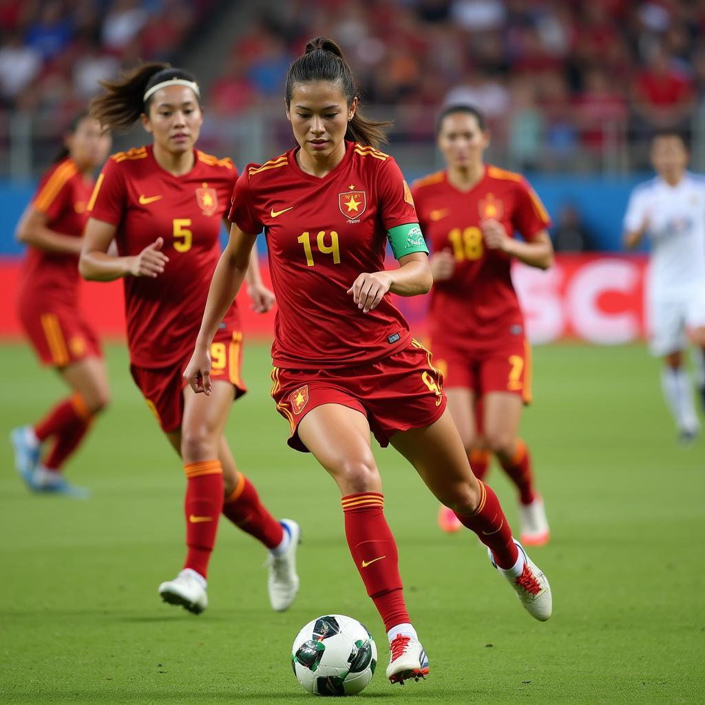 Vietnamese Women's Football Team in Action