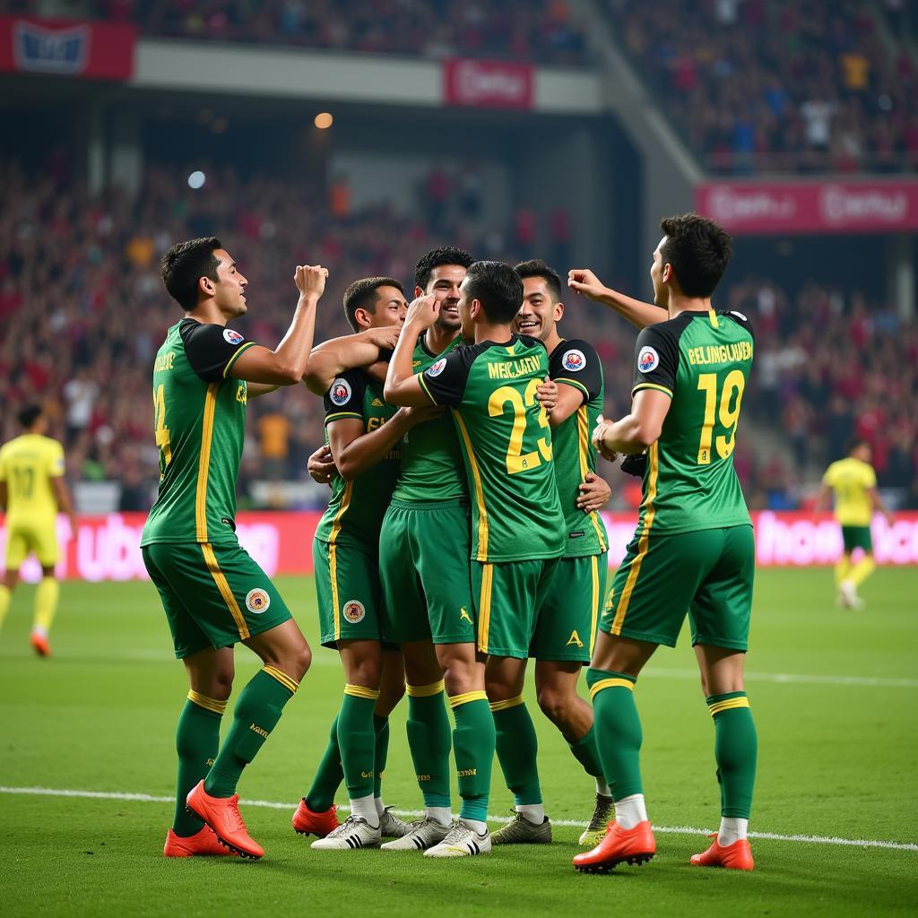 Beijing Guoan Players Celebrating a Goal