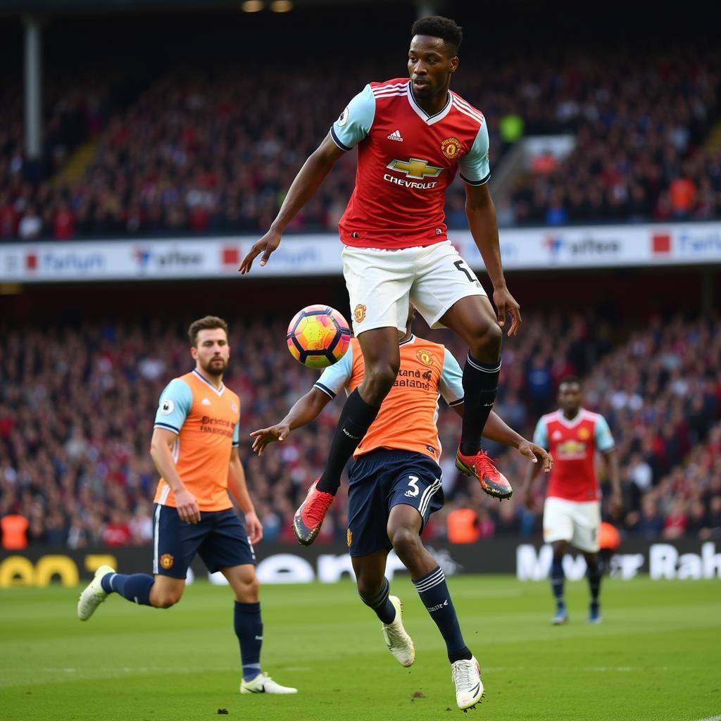 Christian Benteke wins a header