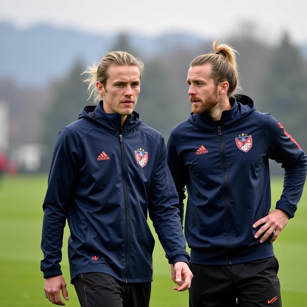 Berge and Haaland training with the Norwegian national team.