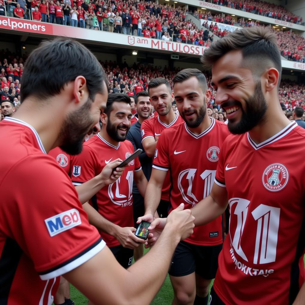 Besiktas players interacting with fans