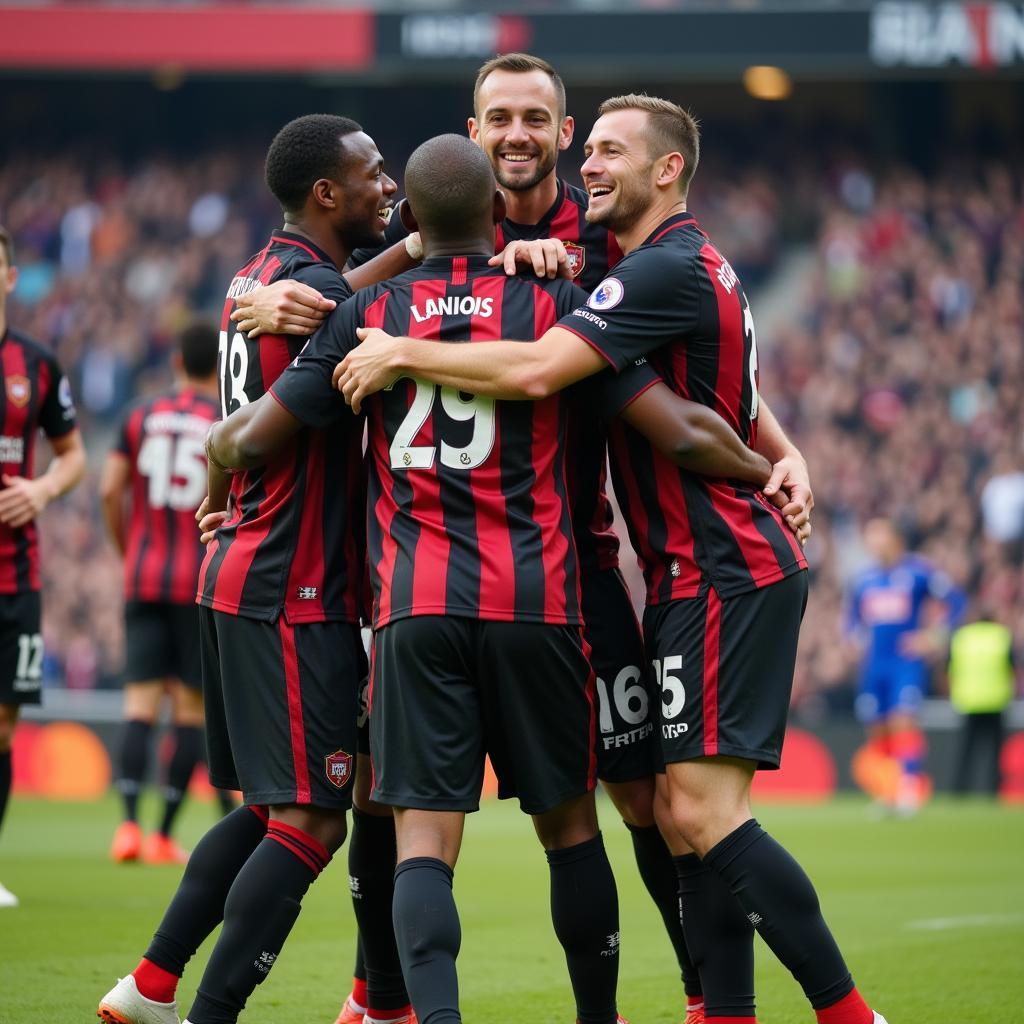 Best Football Player Celebrating Victory with Teammates