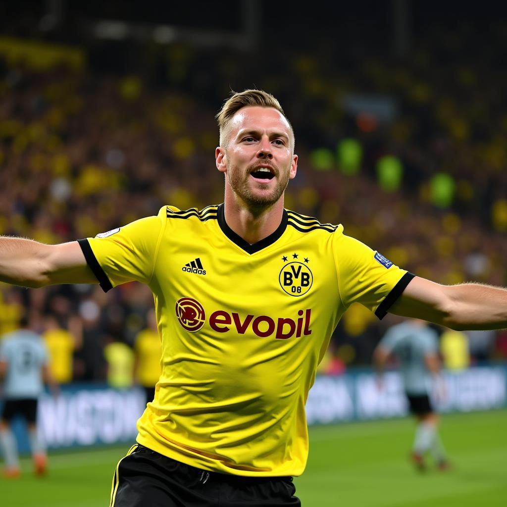 Haaland celebrating a goal for Borussia Dortmund