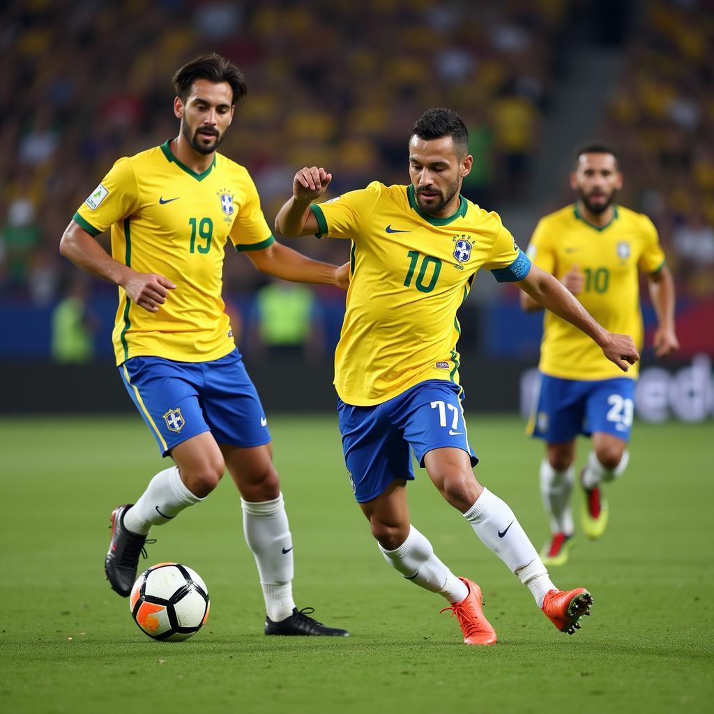 Brazilian Football Players Demonstrating Skill and Flair