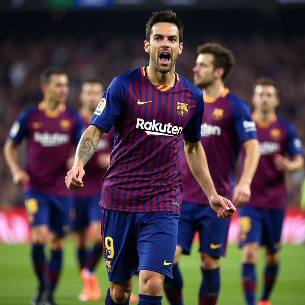 Sergio Busquets celebrating a Barcelona victory