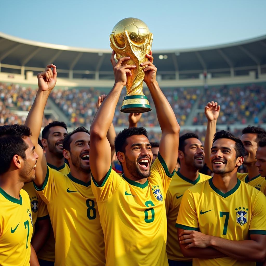 Cafu lifting the World Cup trophy