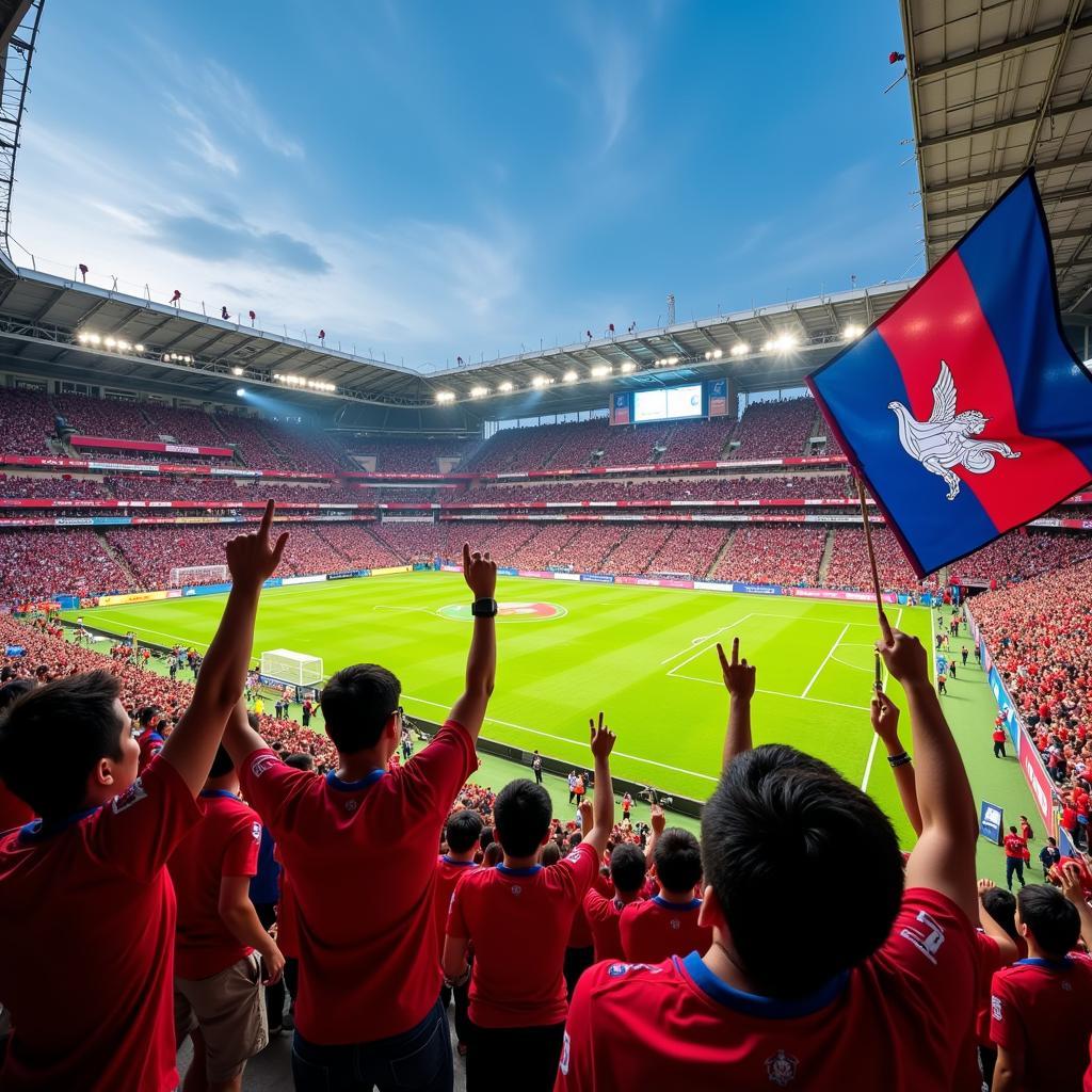 Cambodian Football Fans Celebrating